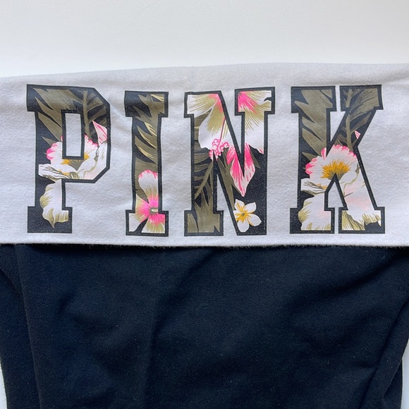 VS Pink Yoga Cropped Fold Over Waist Leggings Medium Black - Picture 2 of 6